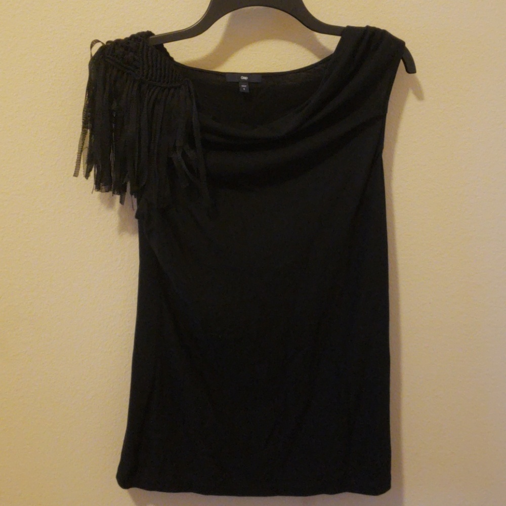 Gap | Long Black shirt | Fringe on Shoulder | S